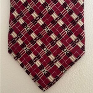 Burberry London Burgundy and Cream Check Silk Tie